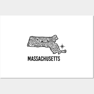 Massachusetts Map Posters and Art